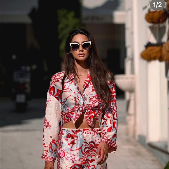 Blogger favorite Zara 3 piece shirt pants and scarf - Picture 4 of 9